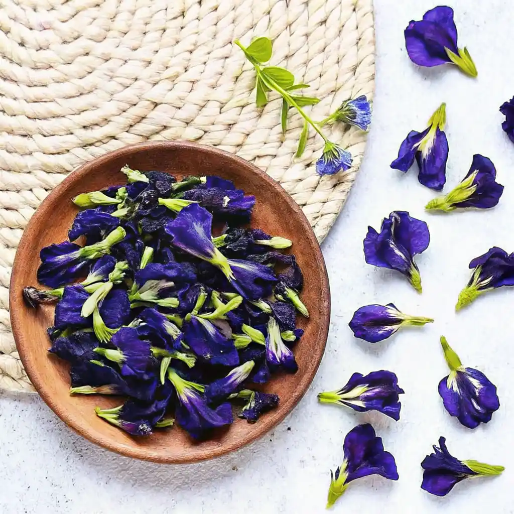 Natural Mounjaro Recipe: My Go-To Gut Reset Drink for Calm, Clarity & Cravings 2 dried butterfly pea flowers used in natural Mounjaro recipe