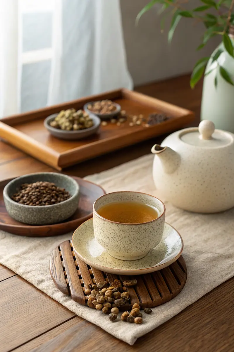 cassia seed tea Korean traditional table