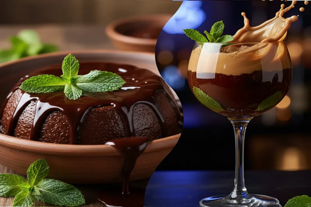 Coffee Budino: The Silky, Make-Ahead Dessert You Need to Try 7 A velvety chocolate bundt cake dripping with dark ganache, garnished with mint, beside a splashing coffee cocktail in a stemmed glass pure comfort and elegance on a plate.