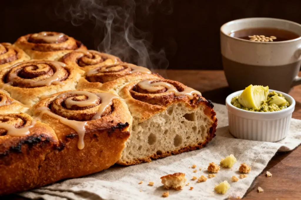 21-day cleanse program comfort food moment with homemade cinnamon rolls and herbal tea