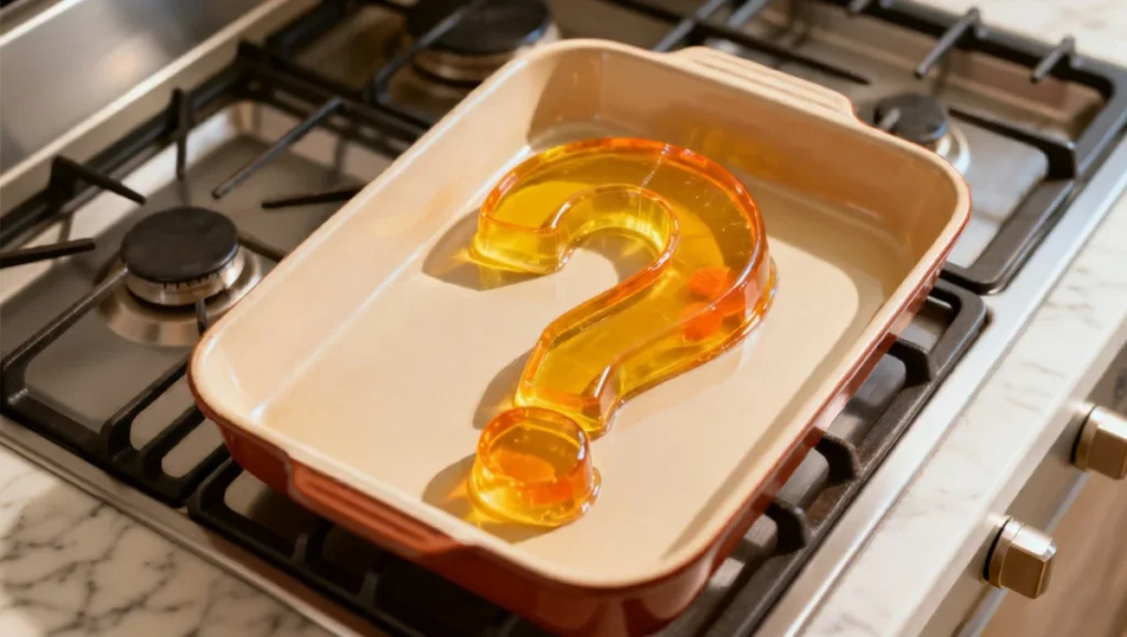Does the gelatin trick work? Question mark-shaped gelatin in baking dish