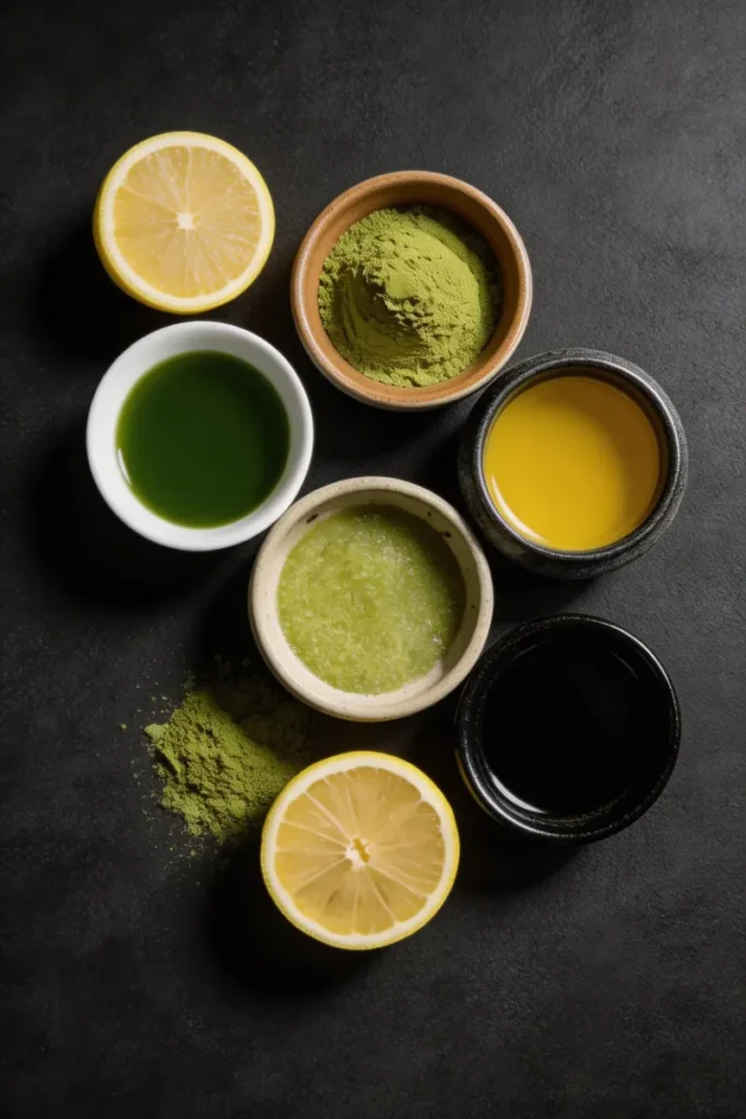 Key ingredients for a green tea gelatin recipe for weight loss include matcha, lemon, and grass-fed gelatin.